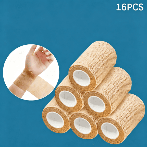 OITY 16 Pack Self Adhesive Bandage Wrap,2" X 5 Yards Elastic Coban Wrap,Skin Color Athletic Tape,Vet Wrap for Ankle,Tattoo Grip Tape