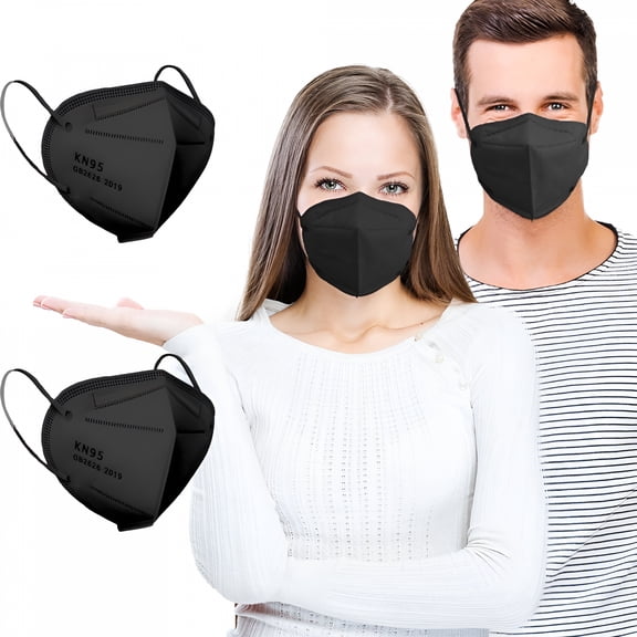 OITY 2026 New 20Pcs Kn95-5 Layer Face Mask Black Filtration>95% with Comfortable Elastic Ear Loop Non-Woven Polypropylene Fabric,Protection for Essential Workers