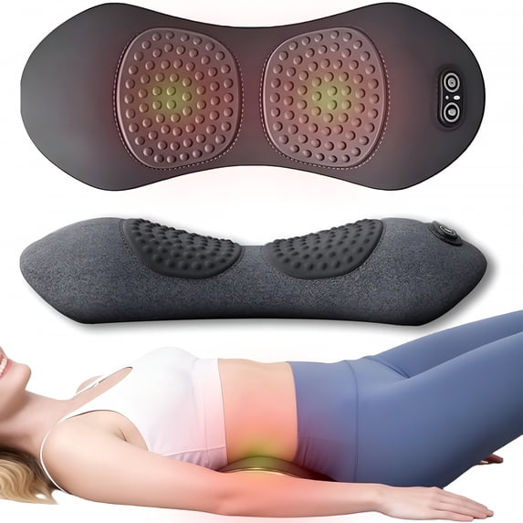 OITY 3-In-1 Electric Lumbar Support Pillow with Heat Vibration, Upgraded Back Massager for Lower Back Pain Relief, Rechargeable Traction for Sciatica And Spine Support