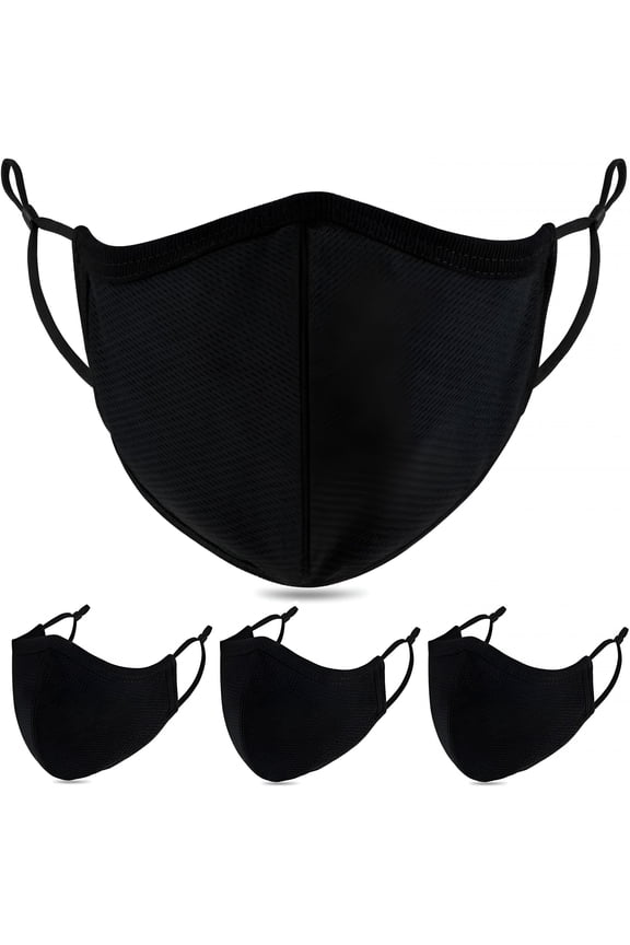4 Pack Breathable 3-Ply Cloth Face Mask Adjustable Ear Loop, Reusable Washable Soft Cotton Masks for Adult Women Big Face Men