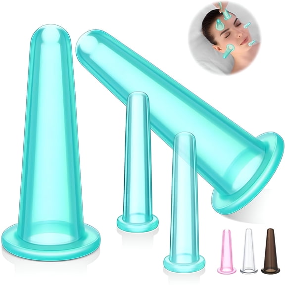 OITY 4 Pcs Face Cupping Set,Facial Cupping Set for Face And Eye Massage,Silicone Massage Vacuum Anti Aging Beauty Tool Facial Care