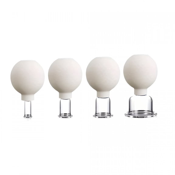 OITY 4 Pieces Silicone Cupping Set Glass Silicone Cupping Cups Massage Vacuum Suction Cupping Cups for Body Face Leg Arm Back Shoulder Silicone Cupping Therapy Set
