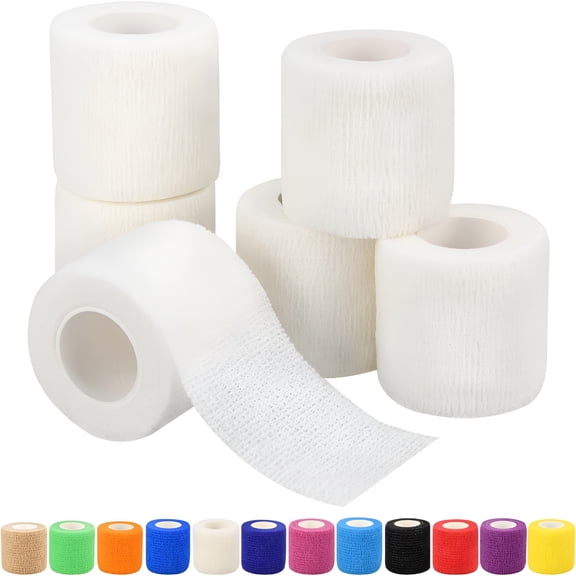 OITY 6Pcs 2In Self Adhesive Bandage Wraps, Vet Wraps, 12 Colors to Choose, 5 Yard Self Adherent Wraps for Sports, Wrist, Ankle and Swelling