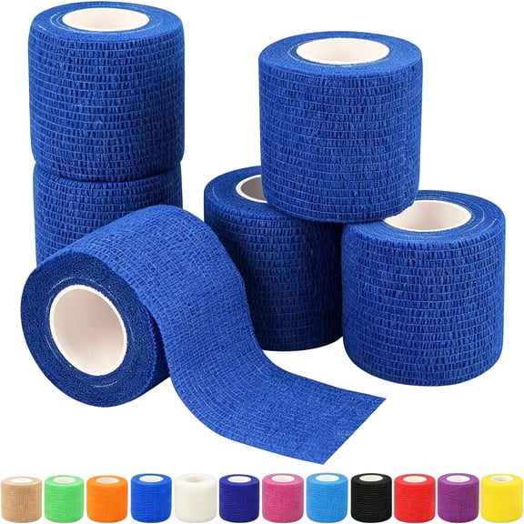OITY 6Pcs 2In Self Adhesive Bandage Wraps, Vet Wraps, 12 Colors to Choose, 5 Yard Self Adherent Wraps for Sports, Wrist, Ankle and Swelling