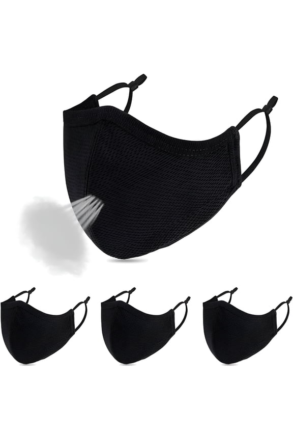 Black Face Mask, Cloth Reusable Face Masks, Adjustable Ear Loops, Travel Masks, Breathable Adult Masks Washable for Men Women