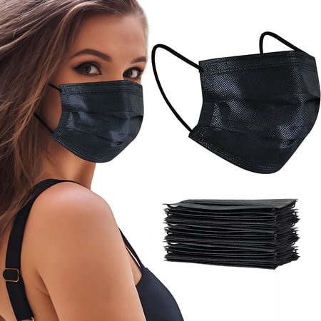 OITY Disposable Face Masks,Black Face Masks,3 Ply Disposable Masks-Black 50 Pcs