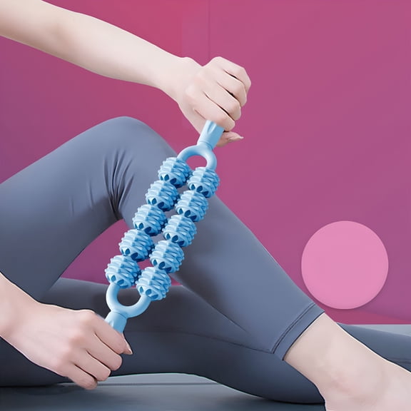 OITY Double-Row Massage Stick for Deep Tissue Relief - Portable Yoga Roller Tool for Calves,Back & Shoulder Muscle Recovery After Fitness Training Calf Roller