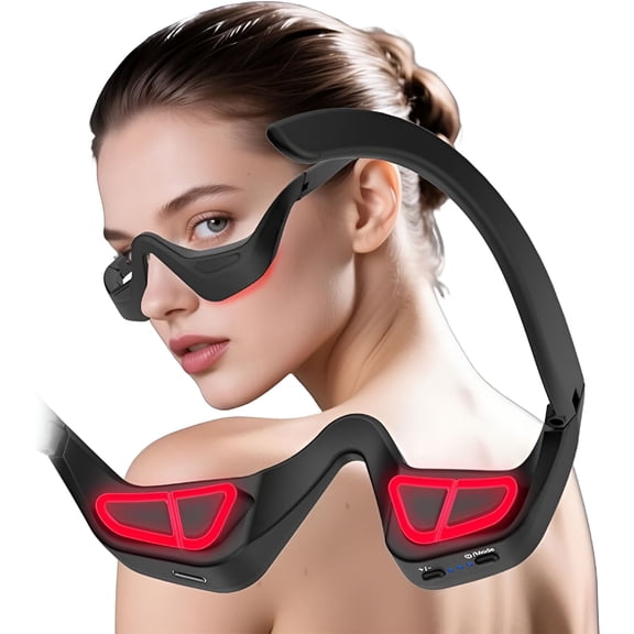 OITY Eye Red Therapy Glasses,7-Color Led Microcurrent Eye Massager for Eye Bags, Dark Circles, Wrinkles& Fine Lines, Red Therapy for Eyes,Under Eye Red Therapy,Eye Protection for Red Therapy