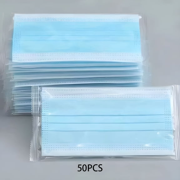 OITY Face Mask Disposable Adults 3Ply Non-Woven with Nose Clip Ear Loop Blue 50 Pack