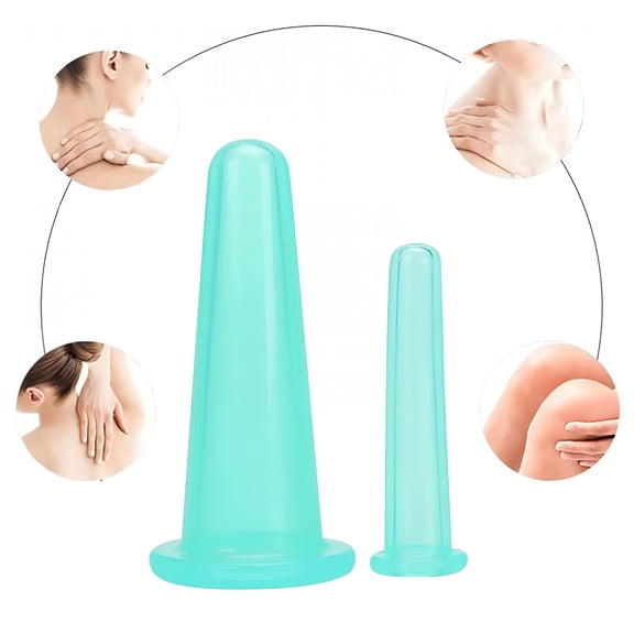 OITY Green Vacuum Pressing Silicone Massage Cup Cupping Home Therapy Tool Pair Set Silicone Cupping Set