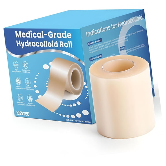 OITY Hydrocolloid Roll Bandages,2In X 12Ft Extra Large Hydrocolloid Patch with Self-Adhesive,Ultra Absorbent,Cut-To-Size,Flexible&Waterproof for Burn,Blister,Acne Care