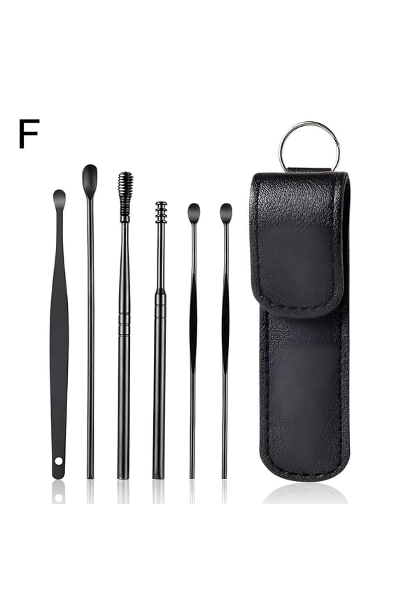 Multicolor Earwax Removal Kit, Ear Wax Removal 6-In-1 Ear Pick Tools Reusable Ear Cleaner, Steel Ear Pick Set with Keychain Box Utility to Use Ear Wax Removal Tool