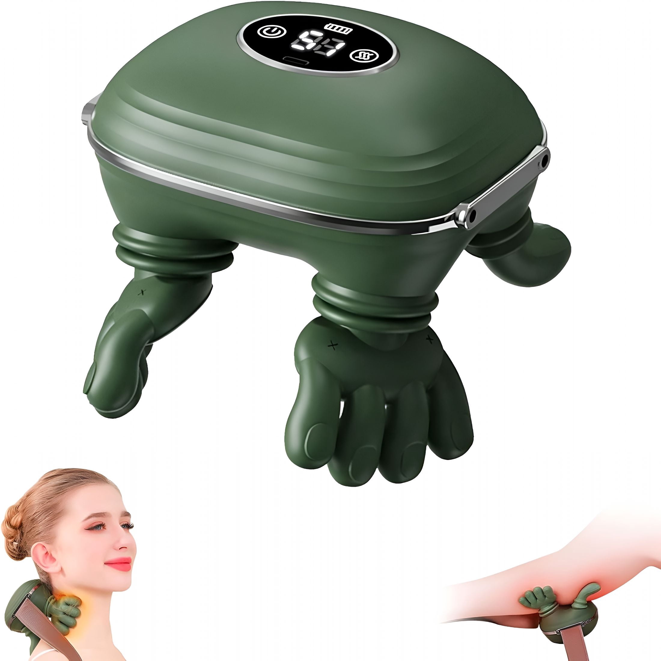 OITY Neck Massager with Heat, Shiatsu Neck and Shoulder Massager with 4D Kneading Fingers, Lcd Display & Adjustable Intensity, Heated Neck Massage Device