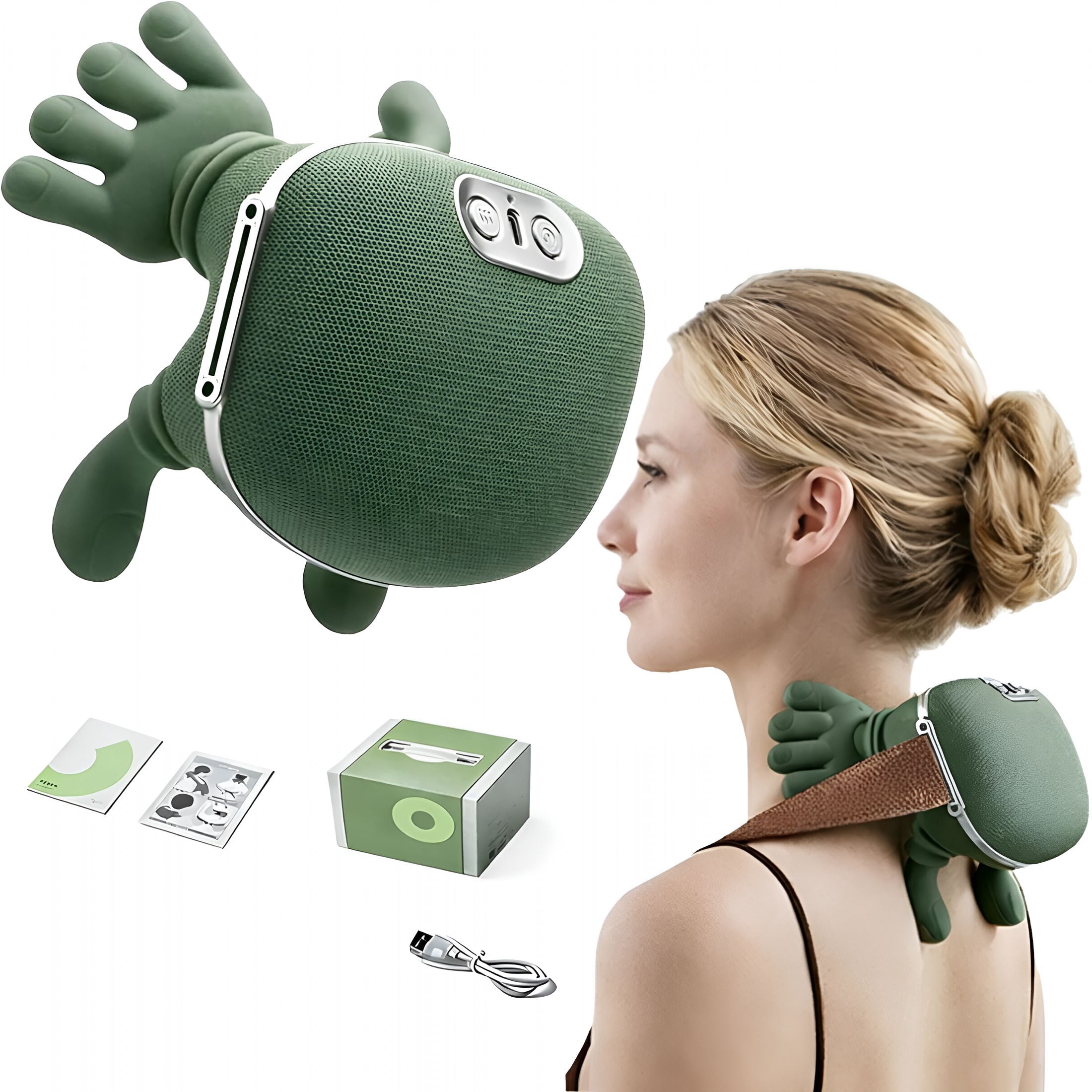 OITY Neck Massager with Heat Ultimate Neck and Shoulder Massager for Relaxation, Portable Usb Charging, Realistic Massage Sensation