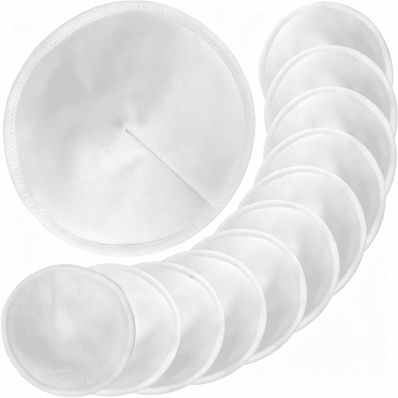 OITY Nursing Breast Pads with Laundry Bag (12Pcs) - Contoured Breastfeeding Nipple Pad (Pastel Touch,4.5 Inch)