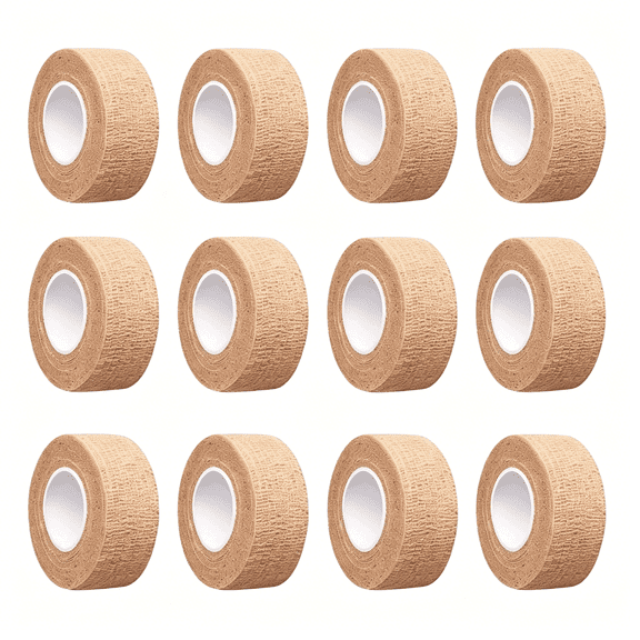 OITY Skin Colour 1 Inch Wide Elastic Self- Adhesive Bandage Finger Tape,Wrap Bandages for Wrist and Ankle for Chair and Table Legs to Reduce Friction and Noise-12Pcs