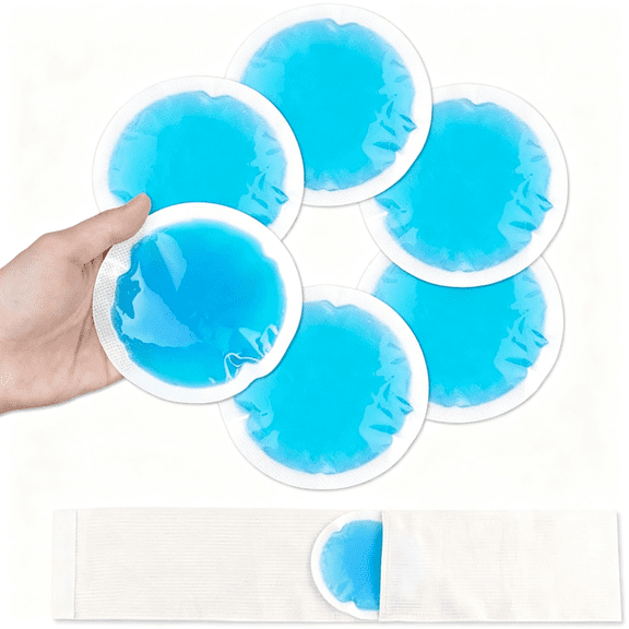 OITY Small Round Face Ice Pack for Injuries,6 Pack Gel Ice Packs Reusable with Cloth Sleeve,Hot and Cold Compress for Toothaches and Postpartum Ice Packs