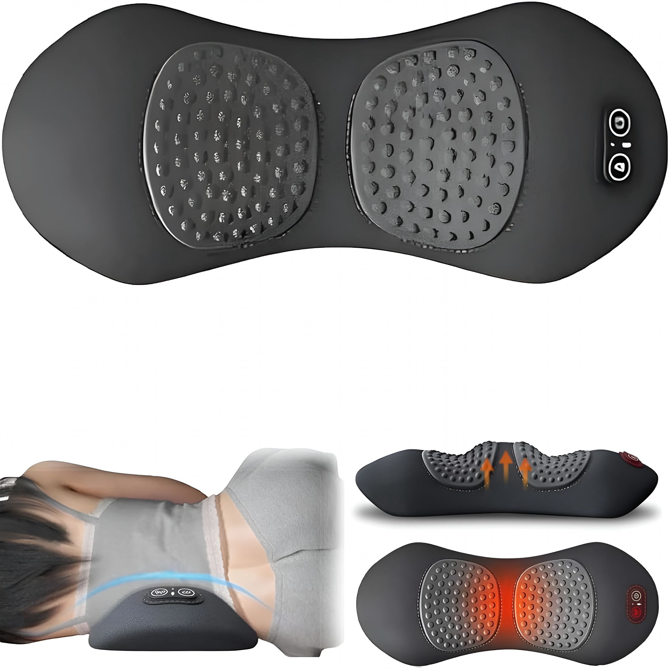 OITY Triple Fusion Back Massager, 3-in-1 Massager, Vibration Heat, Lower Back Massager for Pain Relief Deep Tissue, Neck and Back Massager with Heat