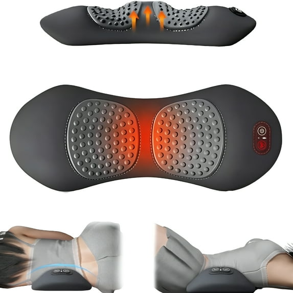 OITY Triple Fusion Back Massager with Heat,3-In-1 Back Massager for Spine Traction & Vibration Relief,Ergonomic Memory Foam Design for Neck,Shoulder and Lower Back Pain