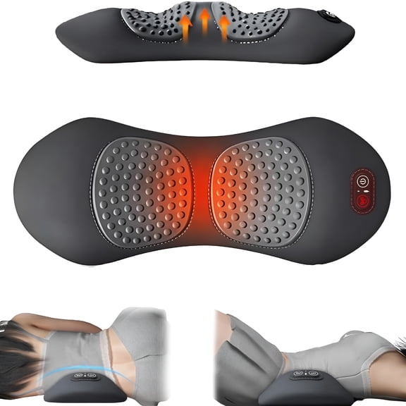OITY Triple Fusion Back Massager with Heat,3-In-1 Back Massager for Spine Traction & Vibration Relief,Ergonomic Memory Foam Design for Neck,Shoulder and Lower Back Pain