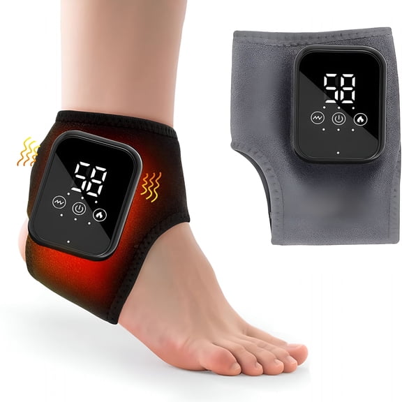 OITY Triple Method Massager,3-In-1 Heated Foot & Ankle Wrap with Vibration and Compression,Portable Foots Renew Massager for Home Travel Use (Gray Single)