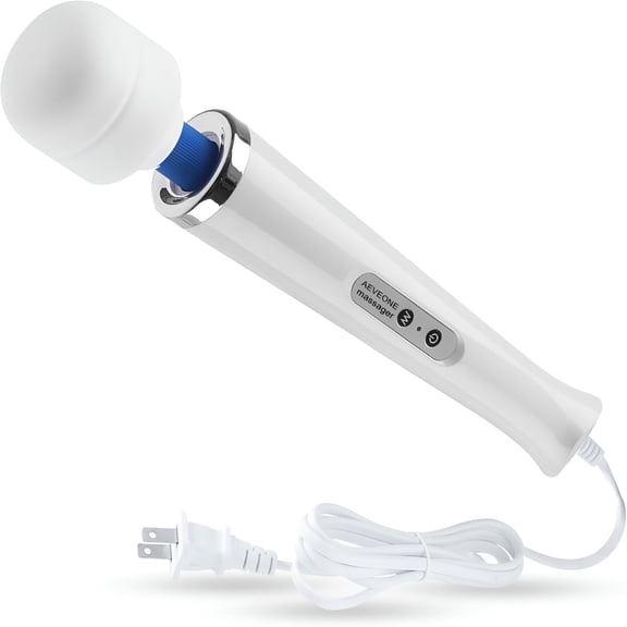 OITY Wired Powerful Handheld Wand Massager,Strong Personal Vibration Massage for Sports Recovery,Back Muscle Aches,Whole Body Pain(White)