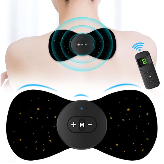 OITY Wireless Neck Massager, Rechargeable Mini Massager Tens Ems Unit Muscle Stimulator Electric Pulse Massager for Neck Shoulder Back, Remote Control with 6 Modes,Black