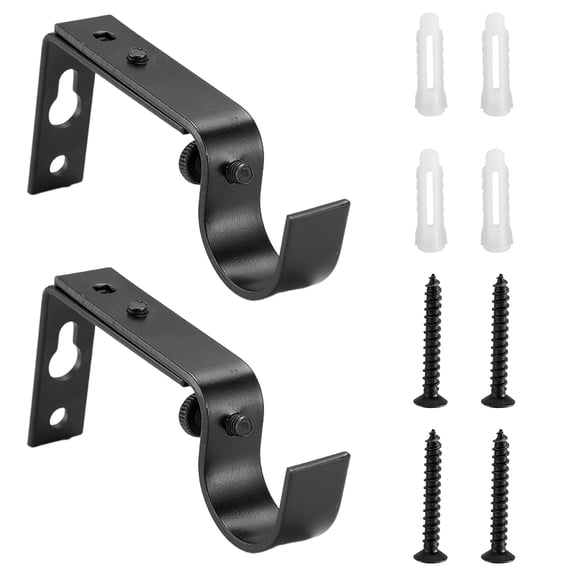 OIUR 1/2/3Pcs Adjustable Curtain Rod Brackets Easy Installation Window Drapery Rod Hanger Hooks Living Room Bedroom Curtain Accessories