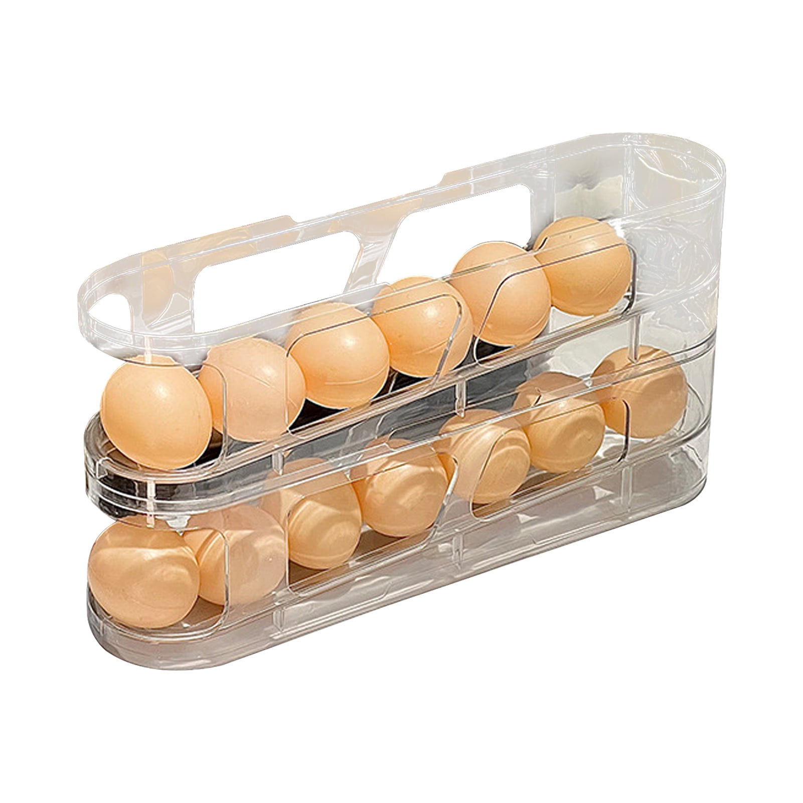 OIUR 1/2/3Pcs Fridge Egg Holder Large Capacity Multi-layer Transparent Design Stackable Automatic Rolling Egg Dispenser