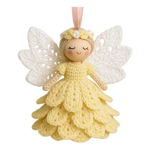 OIUR 1/2 Sets DIY Crochet Angel Ornament Kit Beginners Handmade Angel Girl Decoration Yarn Craft Christmas Tree Hanging Crocheting Angel Doll Holiday Gift