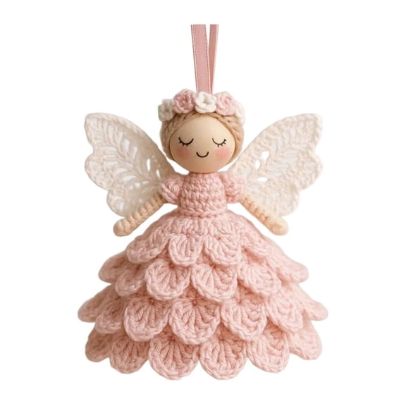 OIUR 1/2 Sets DIY Crochet Angel Ornament Kit Beginners Handmade Angel Girl Decoration Yarn Craft Christmas Tree Hanging Crocheting Angel Doll Holiday Gift