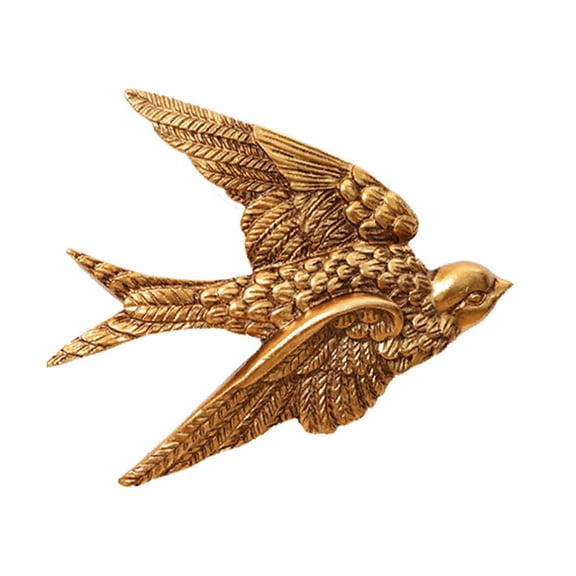 OIUR 1/2Pcs Carving Swallow Wall Sculpture Decoration Golden Flying Bird Wall Art Home Bedroom Living Room Bathroom Wall Decorative Sign
