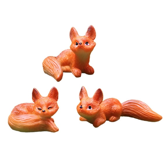 OIUR 1/3/6Pcs Mini Fox Figurines Resin Miniature Foxes Landscape Fox Figurine Party Favors Garden Home Decor