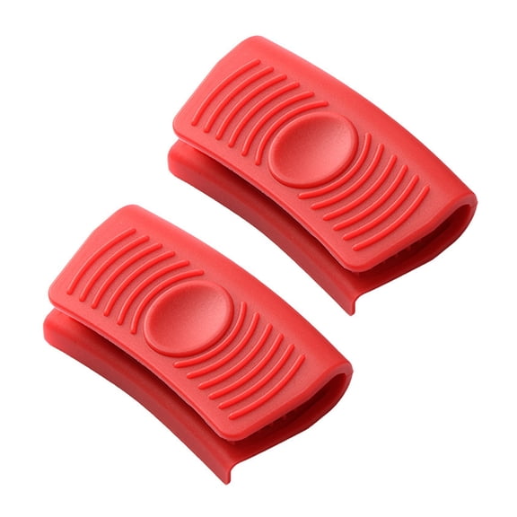 OIUR 1 Pair Silicone Pot Handle Covers Heat Resistant Kitchen Pot Clip Non-Slip Grip for Double-Ear Pots & Pans