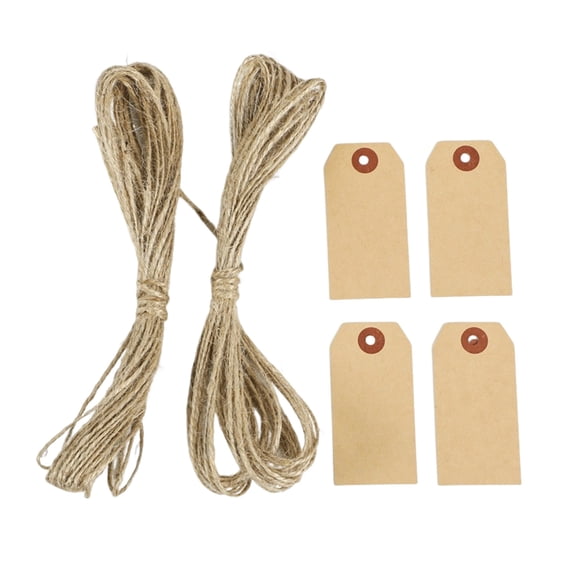 OIUR 100 Pcs Kraft Paper Shipping Tags with String Empty Cardboard Sale Price Tag Name Gift Hang Tag for Jewelry Clothing Inventory Labeling
