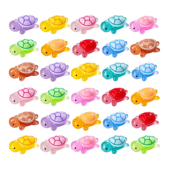 OIUR 100 Pcs Mini Turtle Figurines Glow in The Dark Turtle Ornaments Miniature Turtle Statues for Fairy Garden Decor DIY Crafts Micro Landscaping