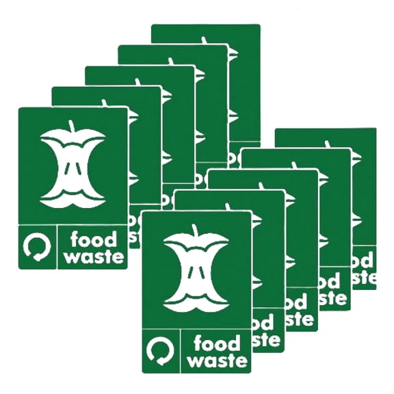 OIUR 10Pcs Food Waste Signs Garbage Can Stickers Self Adhesive Strong Stickiness Waterproof Multi-Purpose Vinyl Decal Stickers