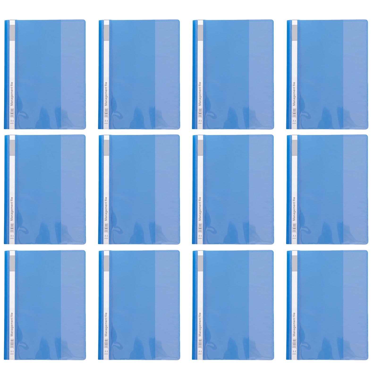 OIUR 12Pcs A4 Clear File Folders Punch-Hole Binders with Movable Index Cards Plastic Document Organizer for Office School
