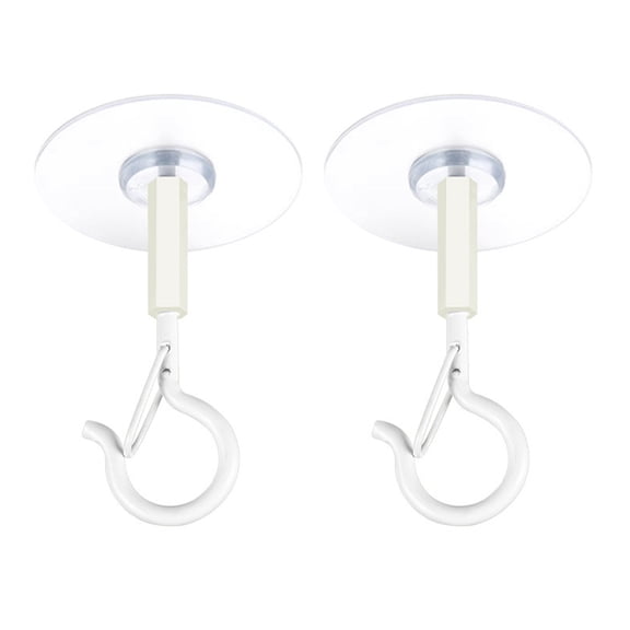 OIUR 2 Pcs Adhesive Ceiling Hook No Drill Hanging Hook Wall Hook Load-Bearing Eye Hook with Safety Buckle for String Lights Plants Lanterns Wind Chime