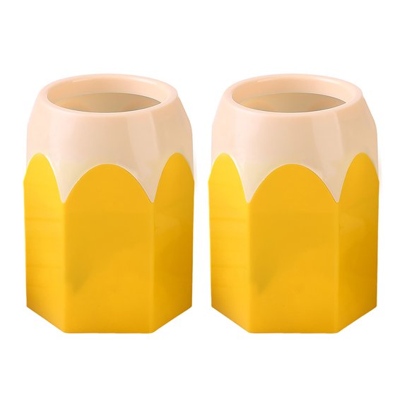 OIUR 2 Pcs Pencil Head Shape Pen Holder Desktop Pen Storage Box Multi-functional Makeup Brush Organizer for Classroom Home Office Supplies