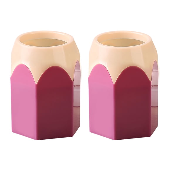 OIUR 2 Pcs Pencil Head Shape Pen Holder Desktop Pen Storage Box Multi-functional Makeup Brush Organizer for Classroom Home Office Supplies