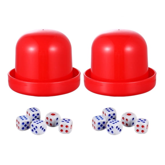 OIUR 2 Sets Dice Cup with Base 10 Dot Dice Heavy Duty Manual Shaker Cup Adults Family Night Bar Party Gambling Drinking Board Game Casino Equipment