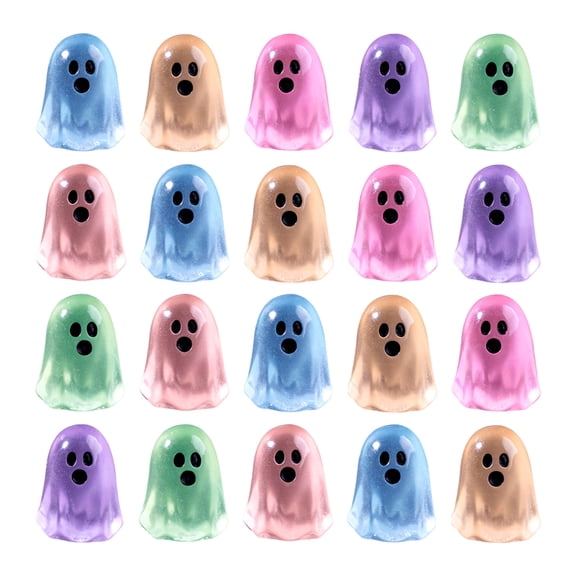 OIUR 20/50/100Pcs Glow-in-the-dark Halloween Ghost Figurine Mini Cartoon Ghost Resin Statue Luminous Miniature Ghost Ornament Desktop Decoration