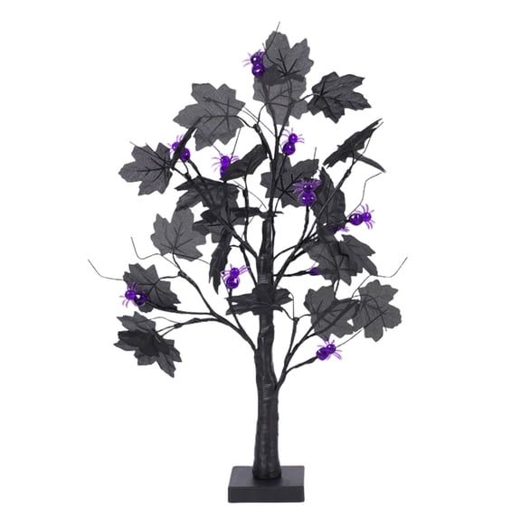 OIUR 24 Inches Halloween Tree with Light LED Glowing Tree with Ghost/Pimpkin/Eyeball Light for Indoor Home Table Decor