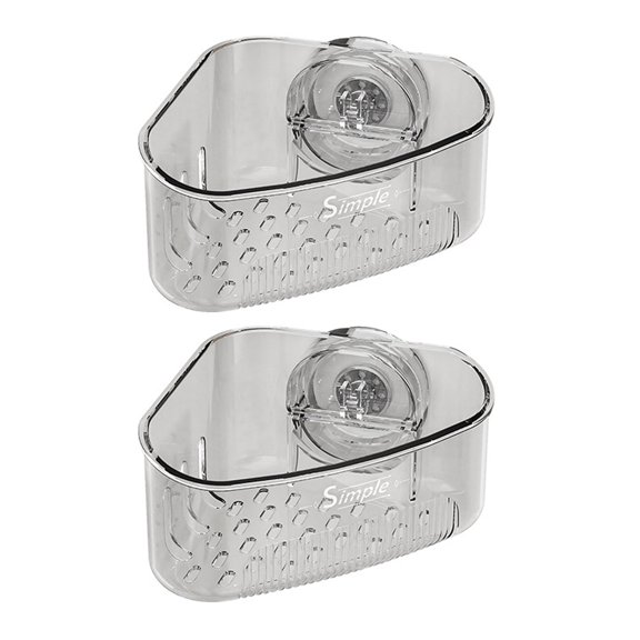 OIUR 2Pcs Sink Drain Racks Sponge Holders Large Capacity Strong Load-bearing Suction Cup Triangle Storage Racks with Drain Hole