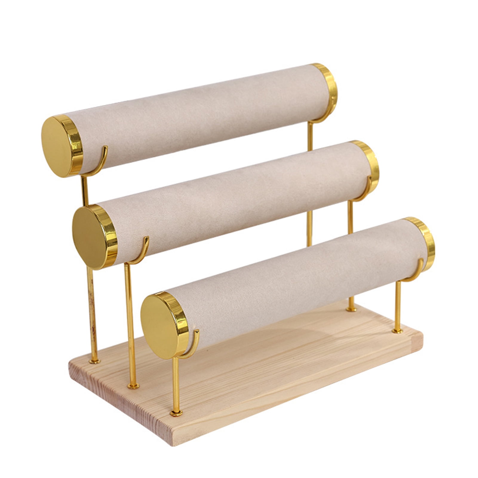 OIUR 3-Layer Jewelry Rack Wooden Bracelet Holder Large Capacity Simple Installation Necklace Jewelry Storage Organizer