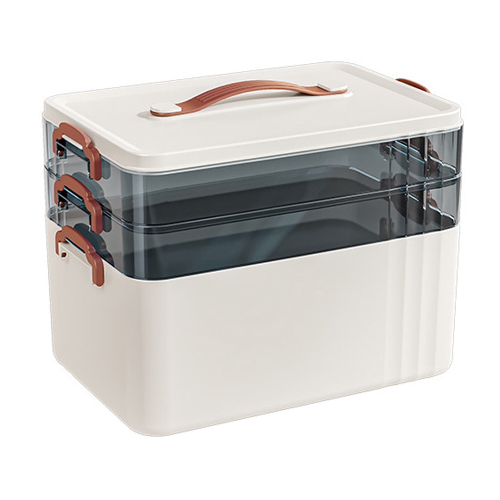 OIUR 3-Tier Medicine Box with Handle Large Capacity Multi-layer Design BPA Free Good Sealing Tablet Pill Organizer Medicine Case