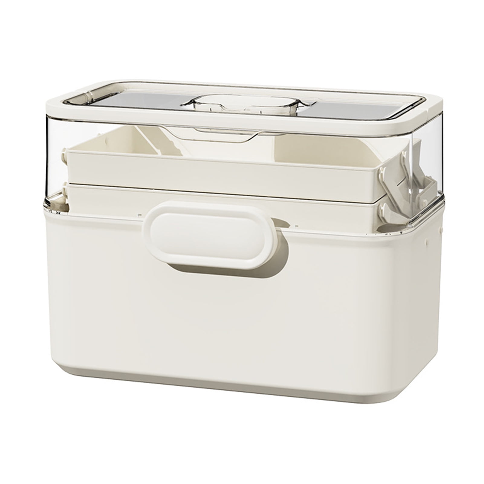 OIUR 3-Tier Portable Medicine Storage Box Large Capacity Dustproof Transparent Visual Design Multipurpose Pill Organizer