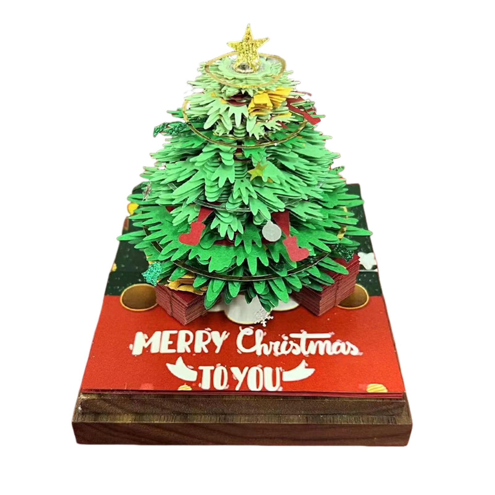OIUR 3D Christmas Tree Calendar Memo Pad 2026 Desk Time Piece Calendar Tear Away Paper Carving Art DIY Sticky Note Desktop Decoration for Christmas New Year Gifts