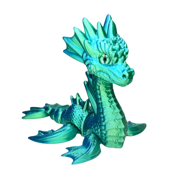 OIUR 3D Printed Sea Dragon Figurine Movable Joints Dragon Figure Mini Articulated Dragon Model Fidget Toy Desktop Decoration Ornament